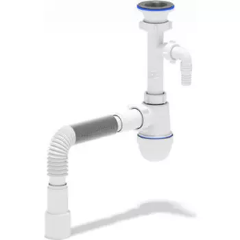 Сифон для кухонной мойки АНИ пласт с решеткой D70, с гофрой D40/50 и штуцером (C0315)