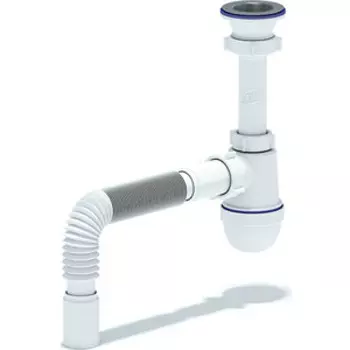 Сифон для кухонной мойки АНИ пласт с решеткой D70 и гофрой D40 (C0105)