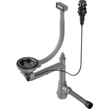 Сифон для кухонной мойки Omoikiri WK-1-A GM с клапаном автомат, вороненая сталь (4956470)