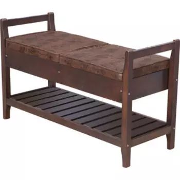 Скамья для прихожей Мебелик Н с ящиком, шоколад, каркас орех (П0005699)