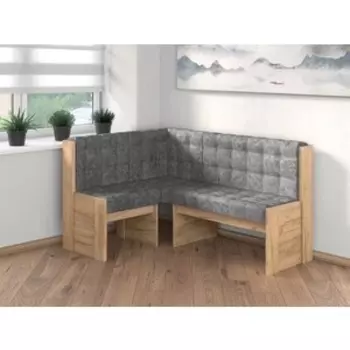 Скамья Угловая Бител Квадро Однотон (Дуб Крафт Золотой, Велюр Графит) (BIT001346)