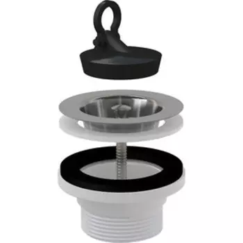 Слив для кухонной мойки AlcaPlast с нержавеющей решеткой D70 и пробкой (A33)