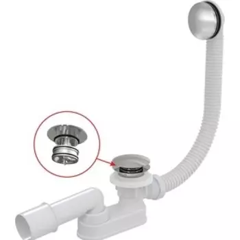 Слив-перелив для ванны AlcaPlast 57 см, Click-clack, металл, хром (A507CKM)