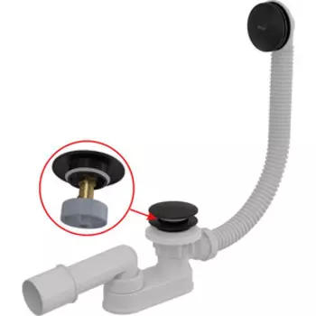 Слив-перелив для ванны AlcaPlast 80 см, Click-clack, металл, черный матовый (A507BLACK-80)