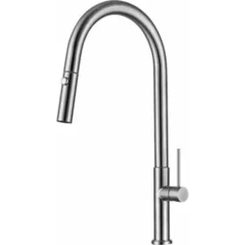 Смеситель для кухни Allen Brau Sprungfeder выдвижной излив, сталь брашированный (5.60002-SS)