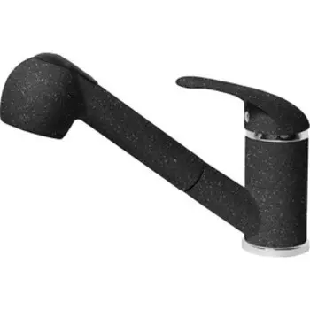 Смеситель для кухни AquaGranitEx с выдвижным изливом, черный (C-4040 (308)