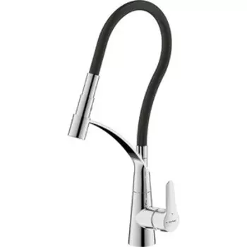 Смеситель для кухни Bravat с гибким изливом, хром/черный (F7420453CP)