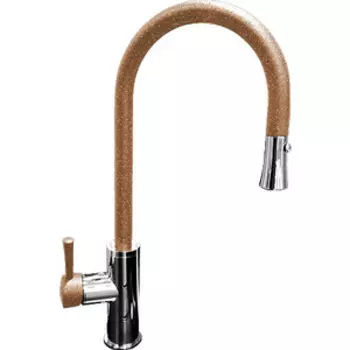 Смеситель для кухни GranFest 7652 с выдвижным изливом, терракот