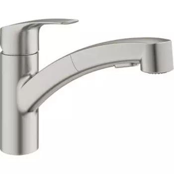 Смеситель для кухни Grohe Eurosmart с выдвижным изливом, суперсталь (30305DC1)