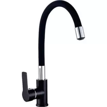 Смеситель для кухни Haiba HB113-7 гибкий излив, черный/хром (HB70113-7)