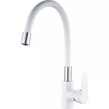 Смеситель для кухни Haiba HB113-8 гибкий излив, белый/хром (HB70113-8)