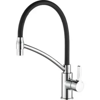 Смеситель для кухни Haiba HB643-7 гибкий излив, хром/черный (HB73643-7)