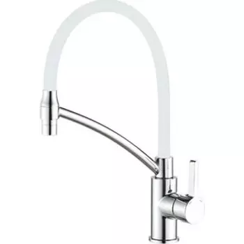 Смеситель для кухни Haiba HB643-8 гибкий излив, хром/белый (HB73643-8)