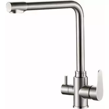 Смеситель для кухни Haiba HB802 с подключением фильтра, нержавеющая сталь (HB76802)