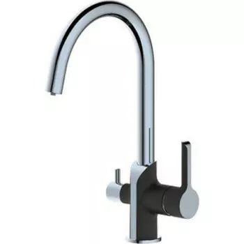 Смеситель для кухни Haiba HB805-7 с подключением фильтра, черный матовый/хром (HB76805-7)