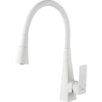 Смеситель для кухни Haiba HB823-8 с гибким изливом, белый (HB73823-8)
