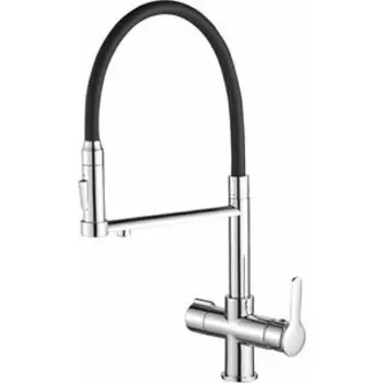 Смеситель для кухни Haiba HB854 с подключением фильтра, хром/черный (HB76854)