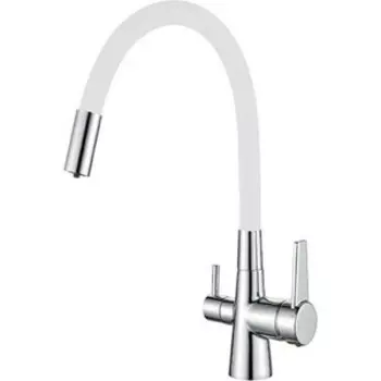 Смеситель для кухни Haiba HB858-8 с подключением фильтра, хром/белый (HB76858-8)