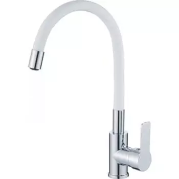 Смеситель для кухни Haiba HB112-8 гибкий излив, хром/белый (HB70112-8)