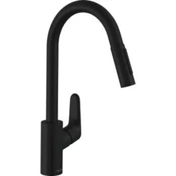 Смеситель для кухни Hansgrohe Focus с выдвижной лейкой, черный матовый (31815670)