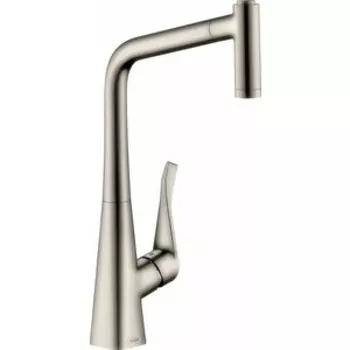 Смеситель для кухни Hansgrohe Metris M71 выдвижной излив, нержавеющая сталь (14780800)
