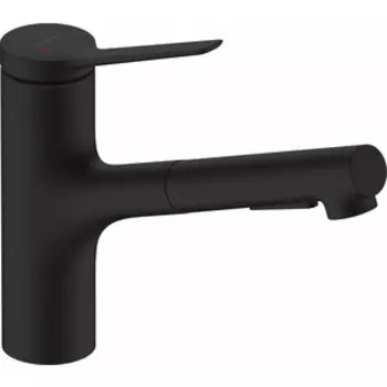 Смеситель для кухни Hansgrohe Zesis M33 выдвижной излив, черный матовый (74800670)
