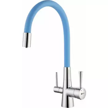 Смеситель для кухни Lemark Comfort с подключением к фильтру, хром/голубой (LM3075C-SkyBlue)