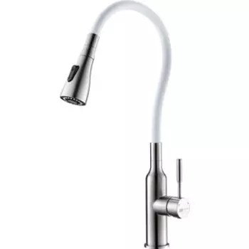 Смеситель для кухни Lemark Expert с гибким изливом, белый (LM5082S-White)