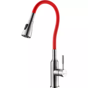 Смеситель для кухни Lemark Expert с гибким изливом, красный (LM5082S-Red)