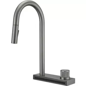 Смеситель для кухни Milacio Ultra с вытяжной лейкой и каскадным душем, сталь вороненая (MCU.556.GM)