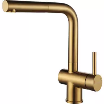 Смеситель для кухни Paulmark Dosse с выдвижным изливом, брашированное золото (Do214418-BG)