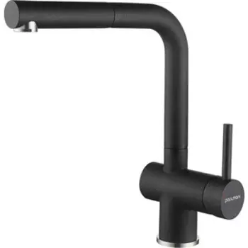 Смеситель для кухни Paulmark Dosse с выдвижным изливом, черный металлик (Do214418-418)