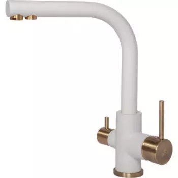 Смеситель для кухни Paulmark Essen под фильтр, белый матовый/бронза (Es213011-431Br)