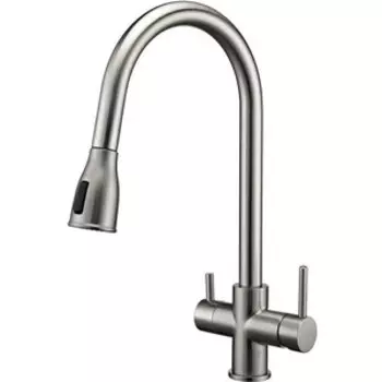 Смеситель для кухни Paulmark Lange с подключением фильтра, никель (La214212-NI)