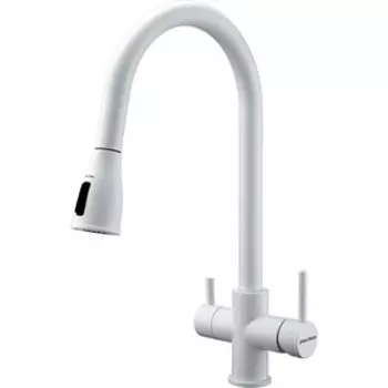 Смеситель для кухни Paulmark Lange с подключением фильтра, белый матовый (La214212-431)