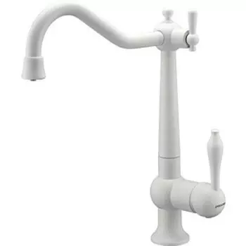 Смеситель для кухни Paulmark Retro с подключением фильтра, белый матовый (Re213226-431)
