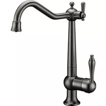 Смеситель для кухни Paulmark Retro с подключением фильтра, вороненая сталь (Re213226-GM)