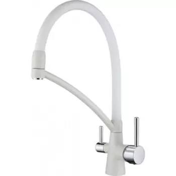 Смеситель для кухни Paulmark Sigen под фильтр, гибкий излив, белый (Si213111-331)