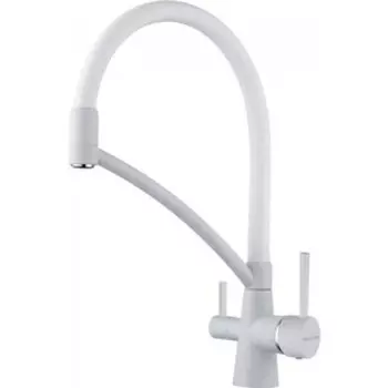 Смеситель для кухни Paulmark Sigen под фильтр, гибкий излив, белый (Si213111-431TW)