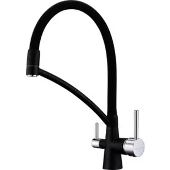 Смеситель для кухни Paulmark Sigen под фильтр, гибкий излив, черный металлик (Si213111-418)