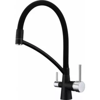 Смеситель для кухни Paulmark Sigen под фильтр, гибкий излив, черный (Si213111-308)