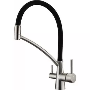 Смеситель для кухни Paulmark Sigen под фильтр, гибкий излив, никель (Si213111-NI)