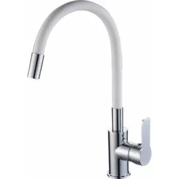 Смеситель для кухни Rush Siple с гибким изливом, хром/белый (SI7335-60White)