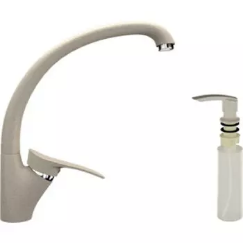Смеситель для кухни Ulgran U-001 с дозатором жидкого мыла, бежевый (U-001-328, U-02-328)
