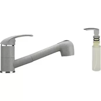 Смеситель для кухни Ulgran U-002 с дозатором жидкого мыла, серый (U-002-310, U-02-310)