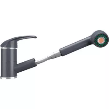 Смеситель для кухни Ulgran U-002 с выдвижным изливом, антрацит (U-002-343)