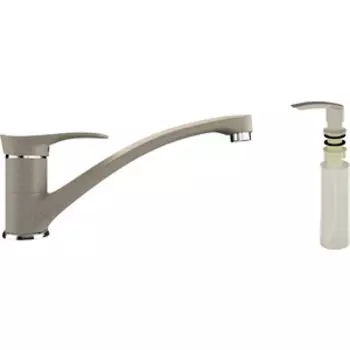 Смеситель для кухни Ulgran U-003 с дозатором жидкого мыла, бежевый (U-003-328, U-02-328)