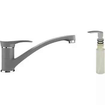 Смеситель для кухни Ulgran U-003 с дозатором жидкого мыла, серый (U-003-310, U-02-310)