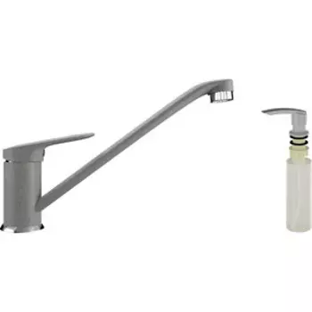 Смеситель для кухни Ulgran U-004 с дозатором жидкого мыла, серый (U-004-310, U-02-310)