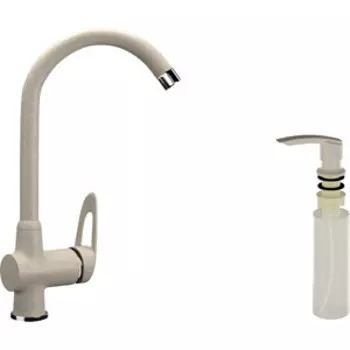 Смеситель для кухни Ulgran U-006 с дозатором жидкого мыла, бежевый (U-006-328, U-02-328)